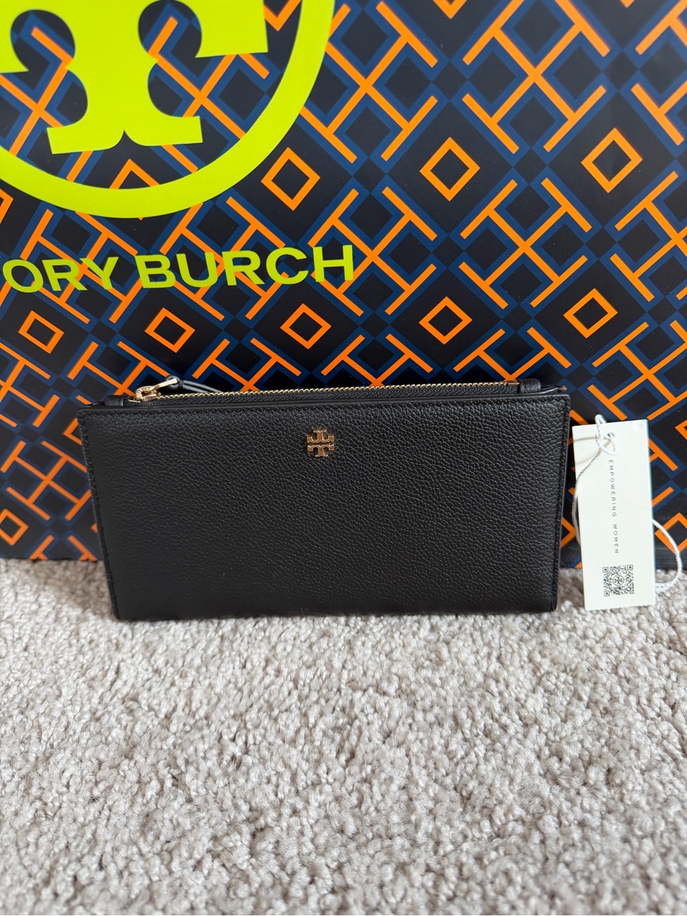 Tory Burch Blake Slim Wallet Black Gold